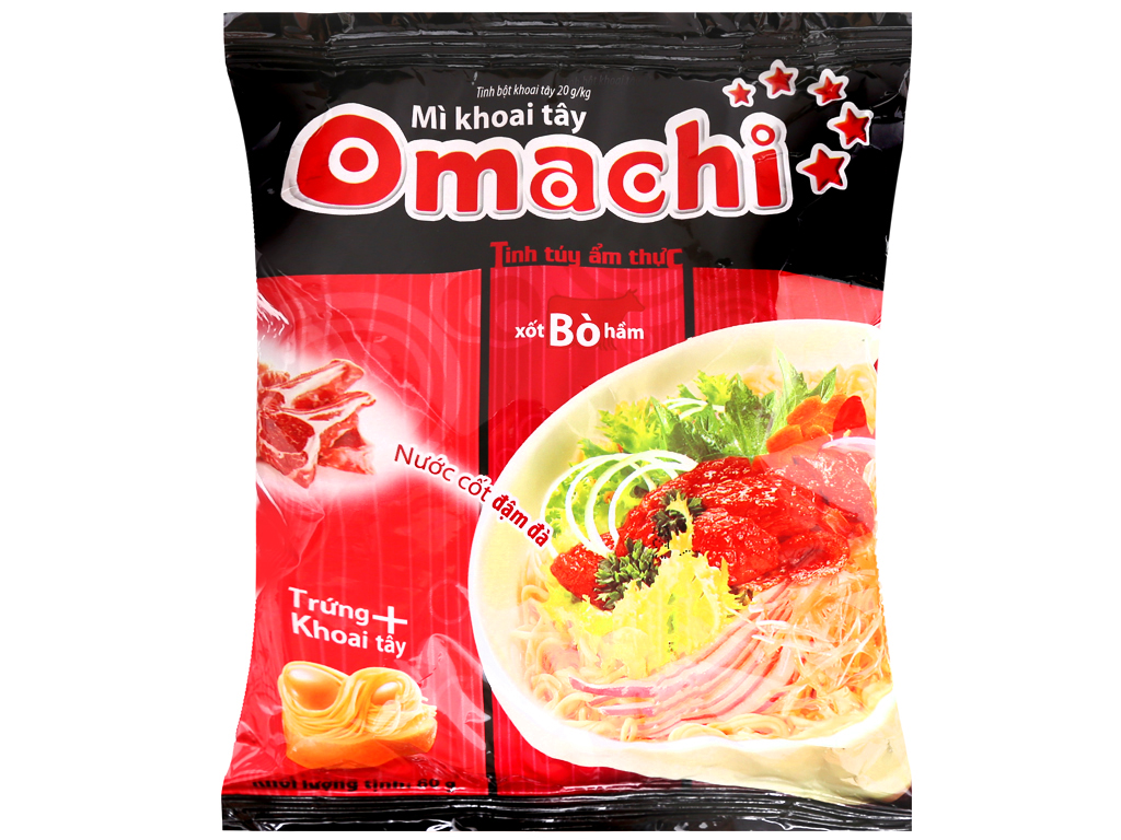 Mì Omachi khoai tây Xốt Bò hầm gói 80g  Thùng 30 gói